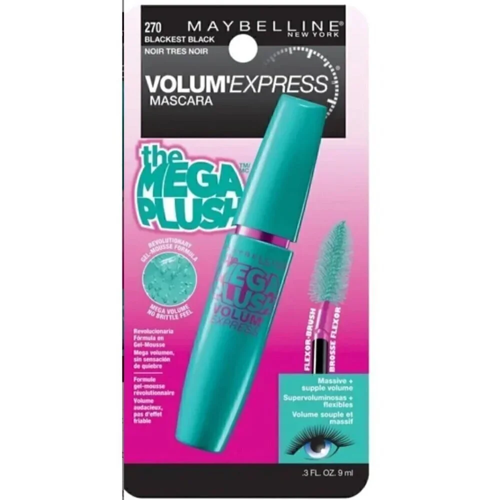 Maybelline Volume Mega Plush Lengthening Thickening Mascara Waterproof Black
